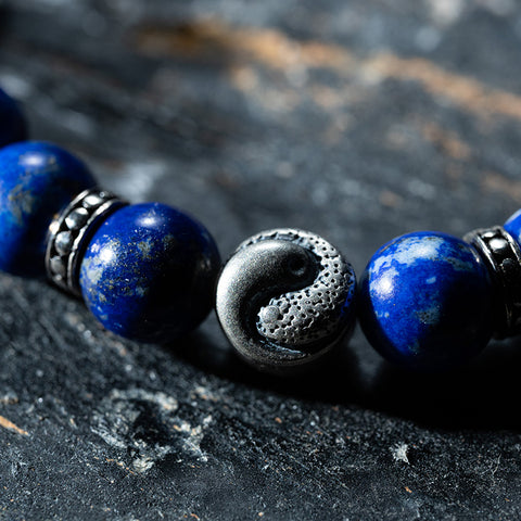 Prosperity Balance - Lapis Lazuli YinYang Money Bead Bracelet