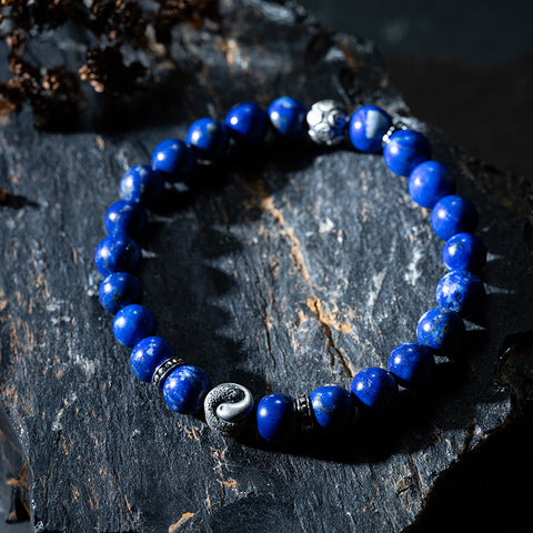 Prosperity Balance - Lapis Lazuli YinYang Money Bead Bracelet