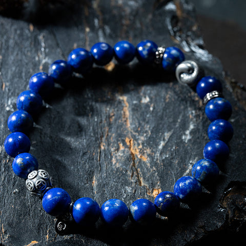 Prosperity Balance - Lapis Lazuli YinYang Money Bead Bracelet