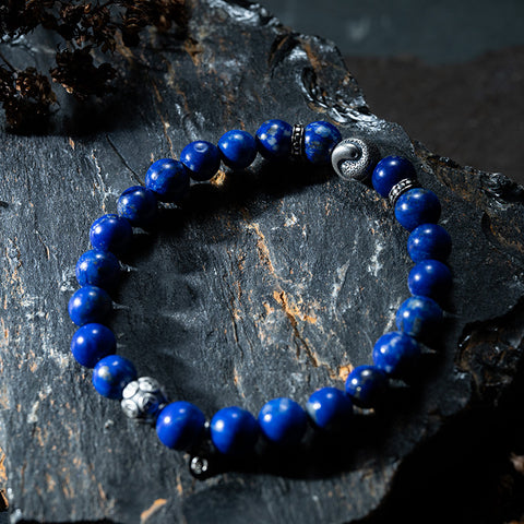 Prosperity Balance - Lapis Lazuli YinYang Money Bead Bracelet