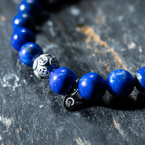 Prosperity Balance - Lapis Lazuli YinYang Money Bead Bracelet