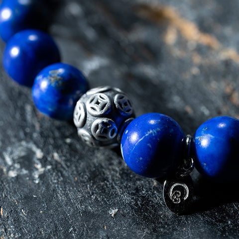 Prosperity Balance - Lapis Lazuli YinYang Money Bead Bracelet