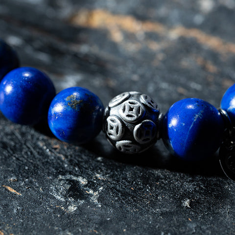 Prosperity Balance - Lapis Lazuli YinYang Money Bead Bracelet