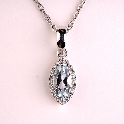 Delicate Brilliance - Blue Topaz November Birthstone 925 Sterling Silver Cubic Zirconia Necklace