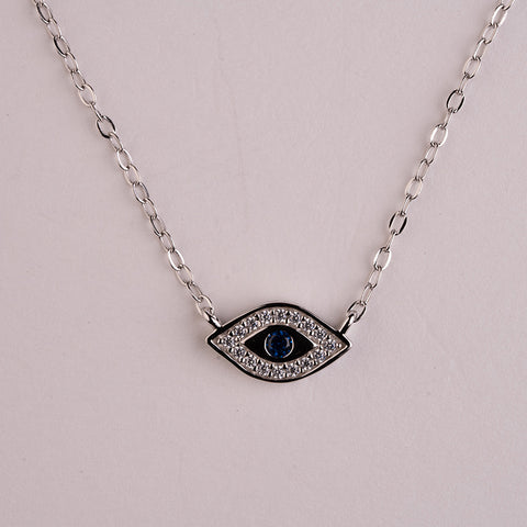 Boundless Optimism - Evil Eye Charm 925 Sterling Silver Cubic Zirconia Necklace