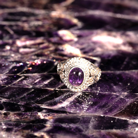 Forever Promise - Amethyst February Birthstone Healing 925 Sterling Silver Ring