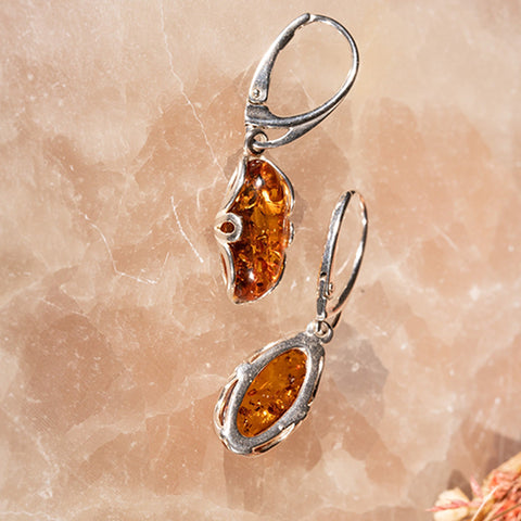 Radiant Amber Drops - Genuine Baltic Natural Amber 925 Sterling Silver Earrings