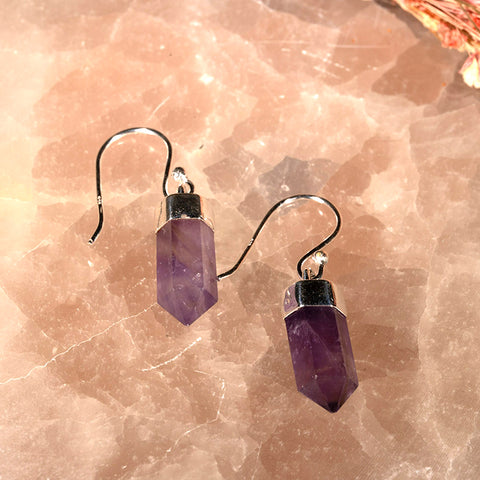 Confession of Love - Amethyst Healing February Birthstone 925 Sterling Silver Earrings