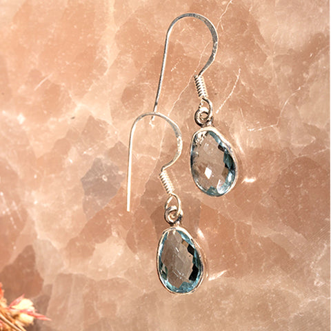 Confidence Source - Blue Topaz November Birthstone  925 Sterling Silver Earrings