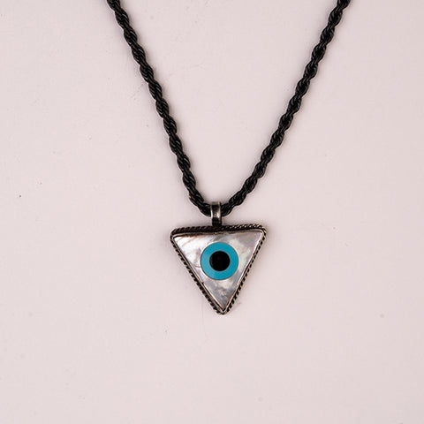 Enchanting Eye Of Wisdom - Evil Eye Mother of Pearl Tibetan Silver Necklace