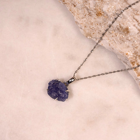 Guardian Of True Self - Tanzanite Rough protection December Birthstone 925 Sterling Silver Necklace