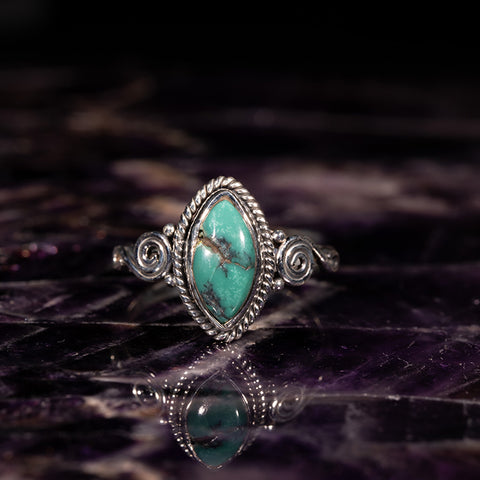 God's Wisdom - Turquoise December Birthstone 925 Sterling Silver Ring