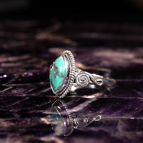 God's Wisdom - Turquoise December Birthstone 925 Sterling Silver Ring