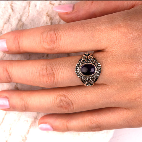 Forever Promise - Amethyst February Birthstone Healing 925 Sterling Silver Ring