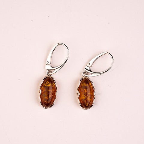 Radiant Amber Drops - Genuine Baltic Natural Amber 925 Sterling Silver Earrings