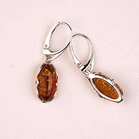 Radiant Amber Drops - Genuine Baltic Natural Amber 925 Sterling Silver Earrings