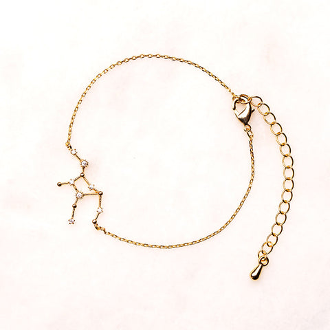 Star Signs on the Go - Zodiac Constellations 18k Gold Over Brass Cubic Zirconia Bracelet