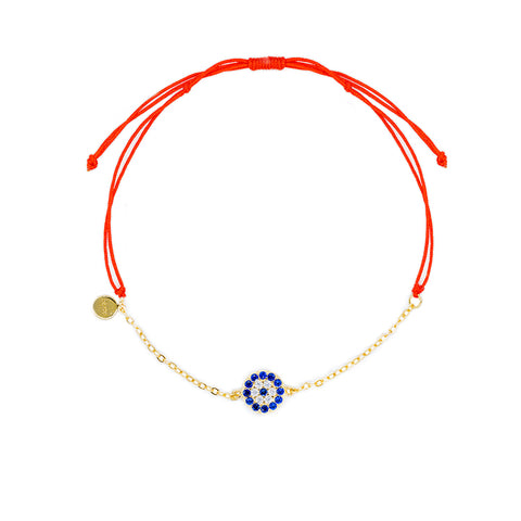 Destiny Link - Red String Evil Eye 925 Sterling Silver Cubic Zirconia Bracelet