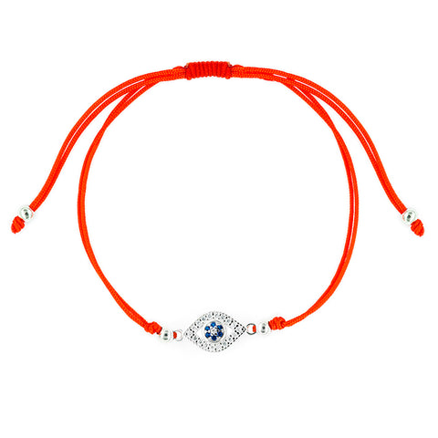 Far-Sighted Guardian - Red String Evil Eye 14K Gold Over 925 Sterling Silver Cubic Zirconia Bracelet