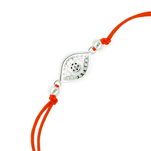 Far-Sighted Guardian - Red String Evil Eye 14K Gold Over 925 Sterling Silver Cubic Zirconia Bracelet