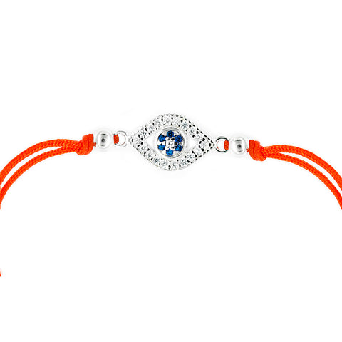 Far-Sighted Guardian - Red String Evil Eye 14K Gold Over 925 Sterling Silver Cubic Zirconia Bracelet