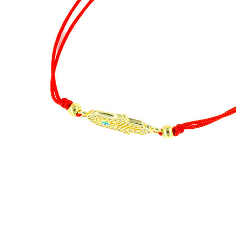 Karma Connection - Red String Hamsa Karma 14K Gold Over 925 Sterling Silver Cubic Zirconia Bracelet