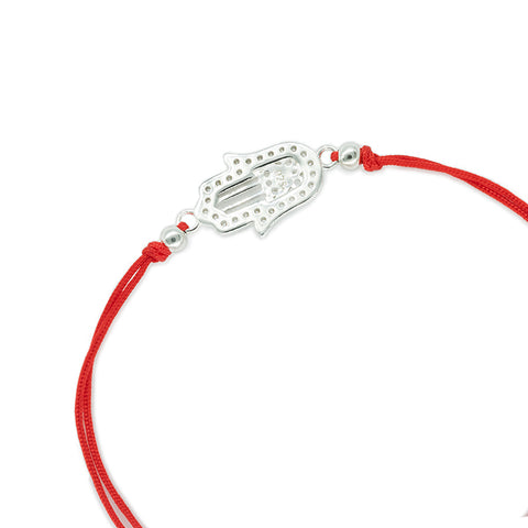 Karma Connection - Red String Hamsa Karma 14K Gold Over 925 Sterling Silver Cubic Zirconia Bracelet