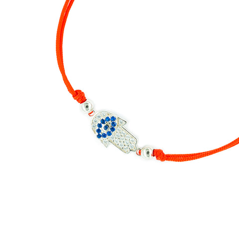 Blessed Shield - Hamsa Red String 14K Gold Over 925 Sterling Silver Cubic Zirconia Bracelet