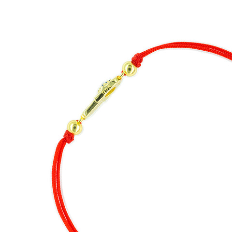 Blessed Shield - Hamsa Red String 14K Gold Over 925 Sterling Silver Cubic Zirconia Bracelet