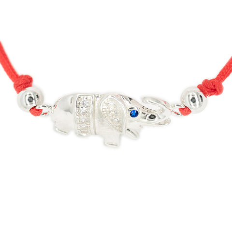 Glamorous Power - Lucky Elephant Red String 14K Gold Over 925 Sterling Silver Bracelet