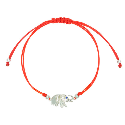 Glamorous Power - Lucky Elephant Red String 14K Gold Over 925 Sterling Silver Bracelet