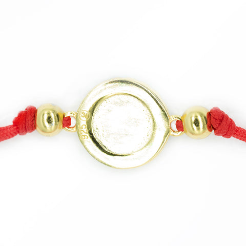 Divine Guardian - Red String Evil Eye Enamel 14K Gold Over 925 Sterling Silver Cubic Zirconia Bracelet