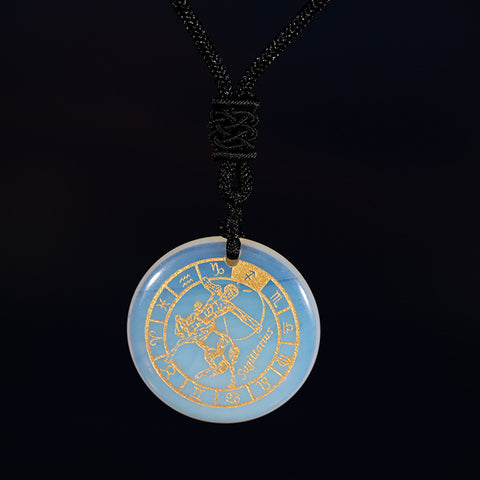 Seafoam Astrology - Sea Opal Zodiac Constellation Symbols Necklace