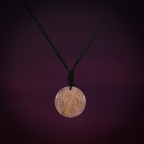 Celestial Love - Rose Quartz Zodiac Constellation Symbols Necklace