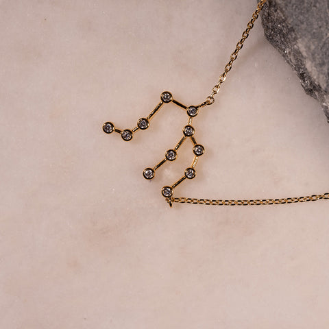 Cosmic Connection - Zodiac Constellations 18k Gold Over Brass Necklace