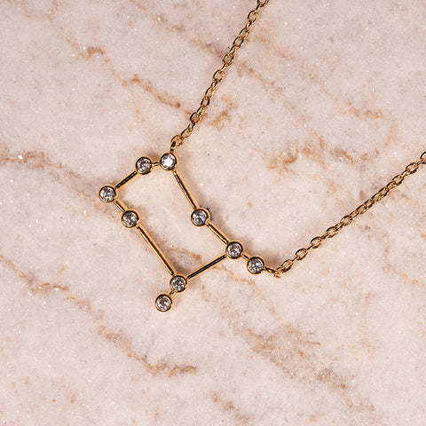 Cosmic Connection - Zodiac Constellations 18k Gold Over Brass Necklace