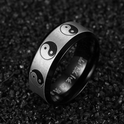 Cosmic Symphony - Tai Chi Yin Yang Feng Shui Harmony Stainless Steel  Ring