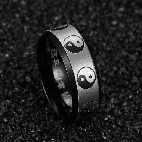 Cosmic Symphony - Tai Chi Yin Yang Feng Shui Harmony Stainless Steel  Ring