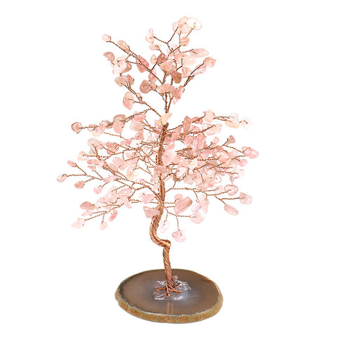 Serenity Grove - Rose Quartz Agate Base Feng Shui Tree Of Life