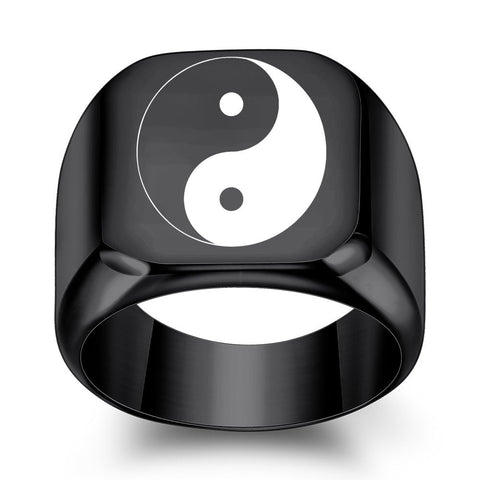 Celestial Dual Force - Tai Chi Yin Yang Feng Shui Charm Stainless Steel Ring