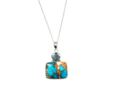 Confident Calm - Oyster Turquoise Blue Topaz December And November Birthstone Necklace