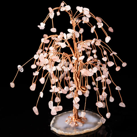 Balanced Beauty - Rose Quartz Agate Base Feng Shui Tree Of Life