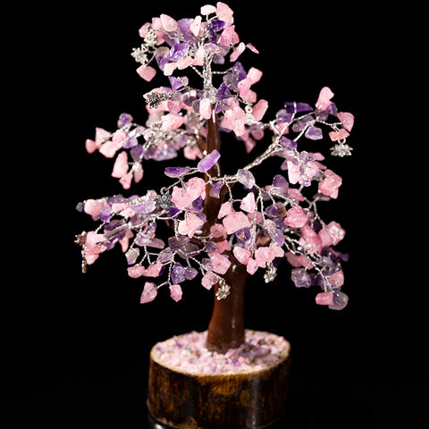 Purification Emotional Healing - Amethyst February Birthstone Rose Quartz Feng Shui Tree