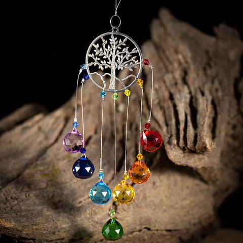 Enlightenment Blessing - Tree Of Life Chakras Color Crystal Ball Home Blessing