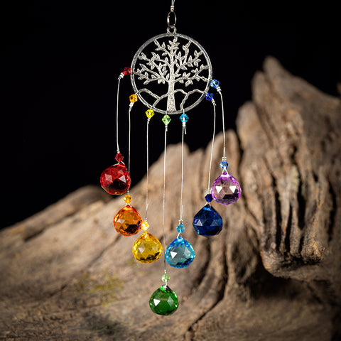 Enlightenment Blessing - Tree Of Life Chakras Color Crystal Ball Home Blessing