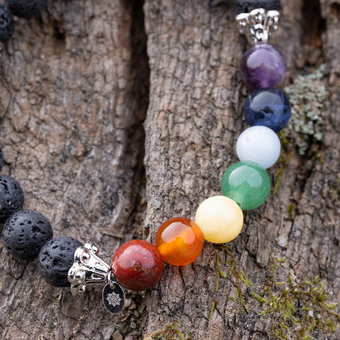 Spiritual Alignment - Lava Stone Cleansing Seven Chakras Multi Stones Bracelet