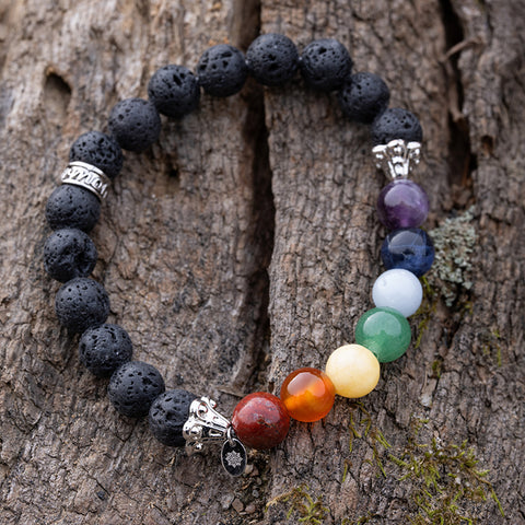 Spiritual Alignment - Lava Stone Cleansing Seven Chakras Multi Stones Bracelet