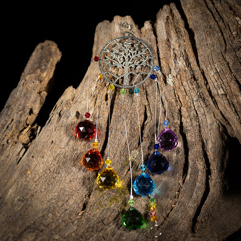 Enlightenment Blessing - Tree Of Life Chakras Color Crystal Ball Home Blessing