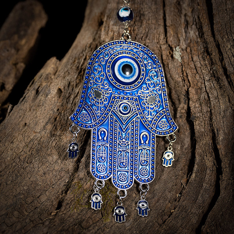 Protective Hamsa Blessings - Metal Hamsa Evil Eye Bead Home Blessings