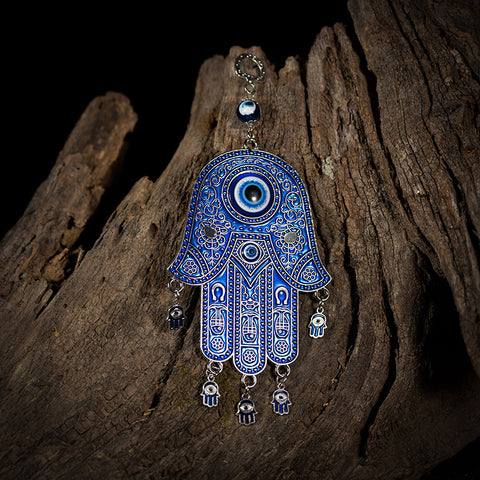 Protective Hamsa Blessings - Metal Hamsa Evil Eye Bead Home Blessings